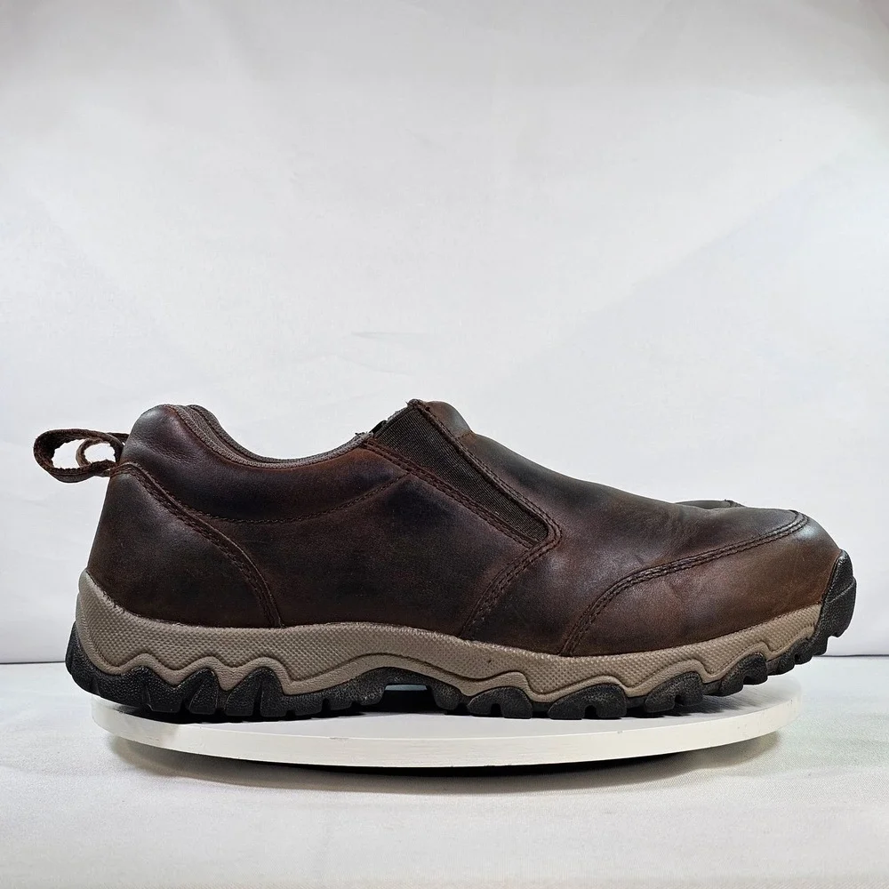 Duluth Trading Co Wild Boar Mocs Brown Leather Slip On Shoes Mens 11 Wide 49521